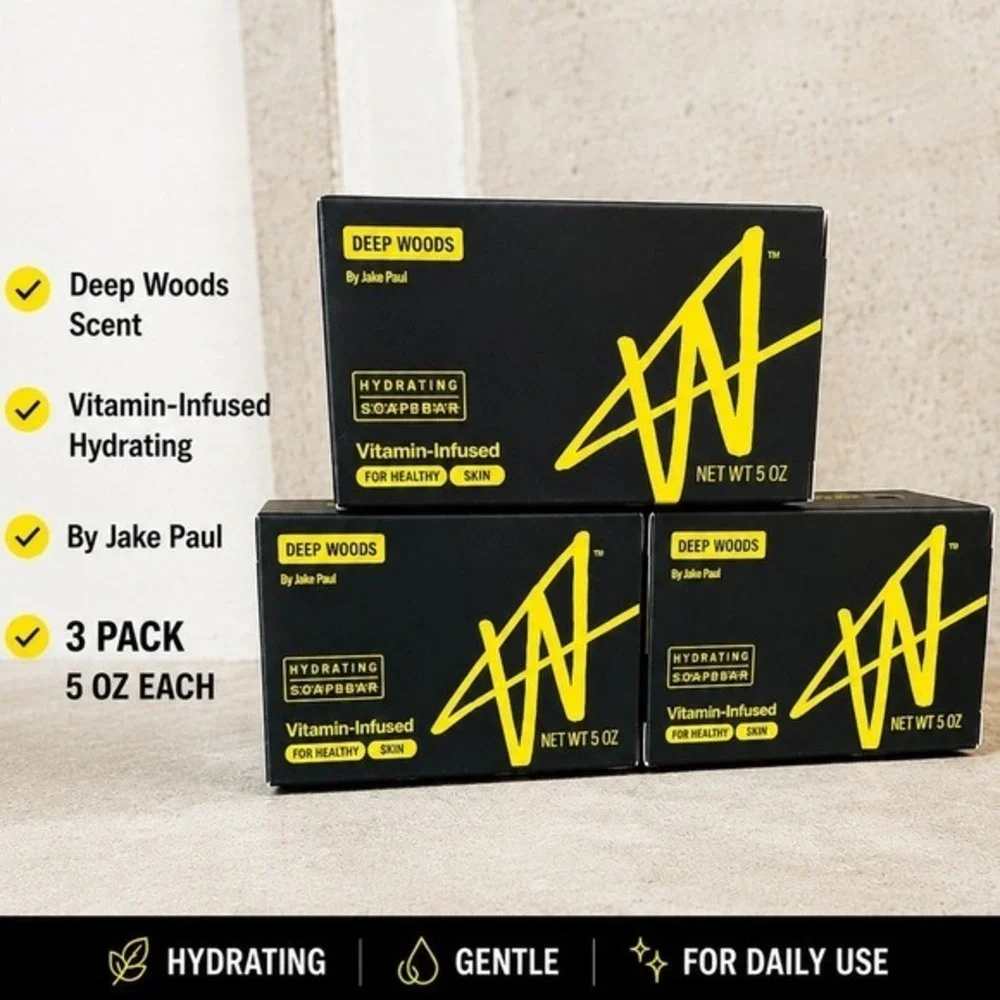 W Hydrating Soap Bar Deep Woods by Jake Paul Mens 3 Pack 5oz Vitamin Infused